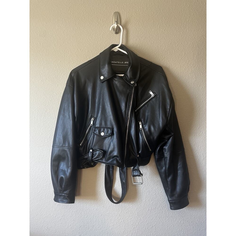 Bagatelle Moto Faux Leather Jacket Size Small - Black Faux Leather Coat